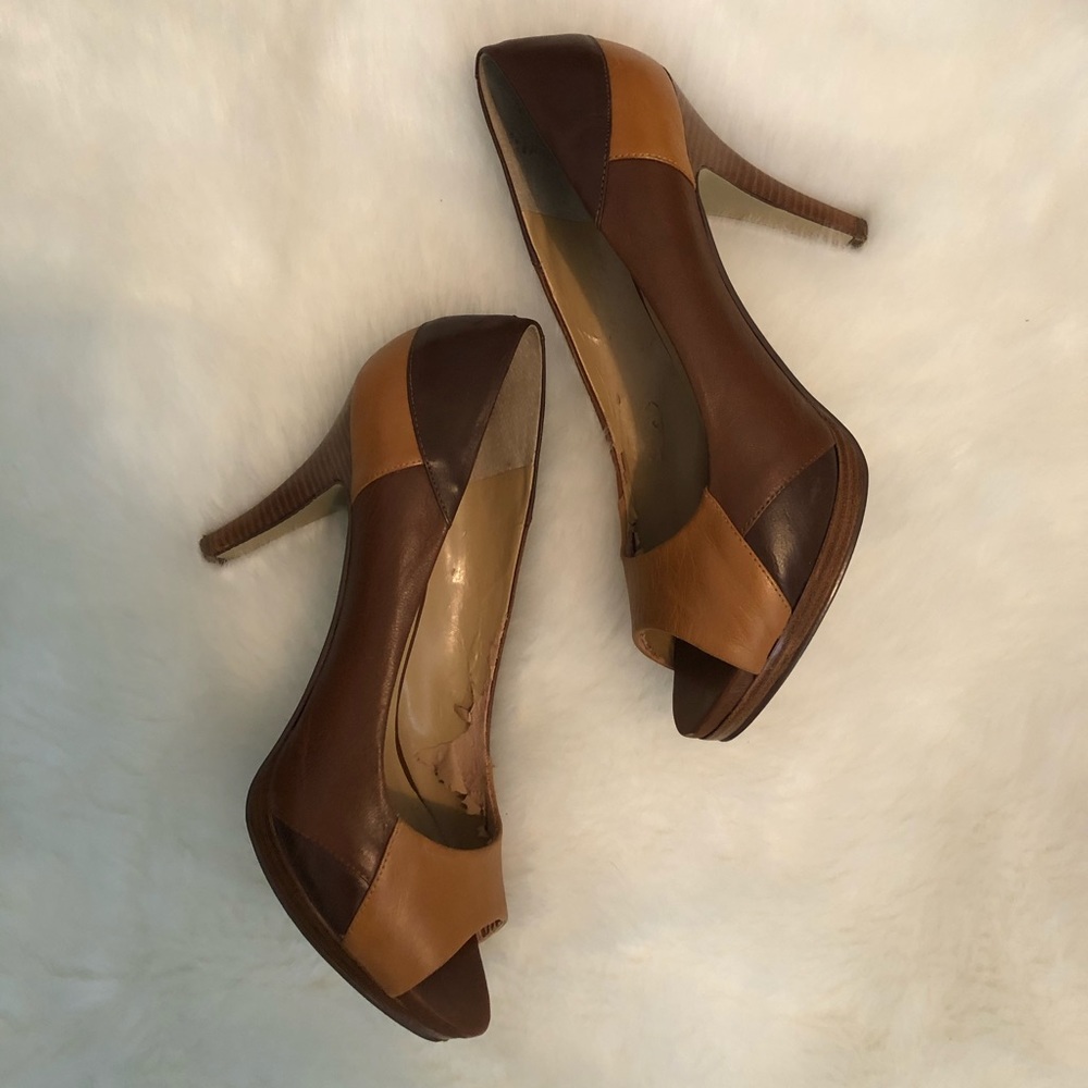 Nine West Tan Open Toe Heels Size 8.5M